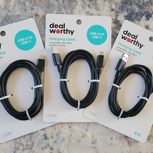 🛍3 For $18🛍3 Pack Black USB-A to USB-C Charging Cables